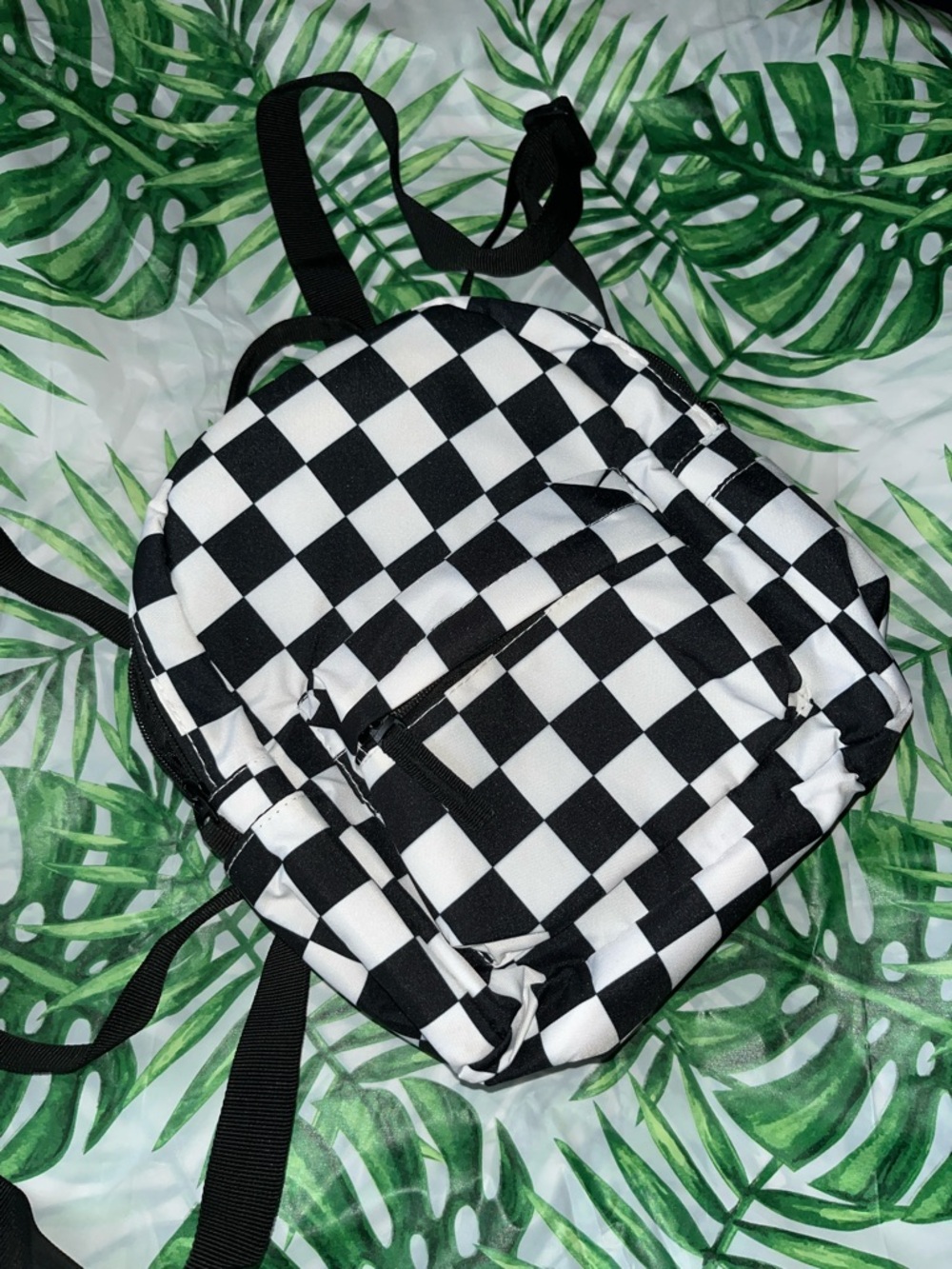 Black & White Checkered Mini Backpack